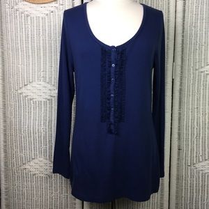Old Navy Dressy T-Shirt Long Sleeve Ruffle Placket